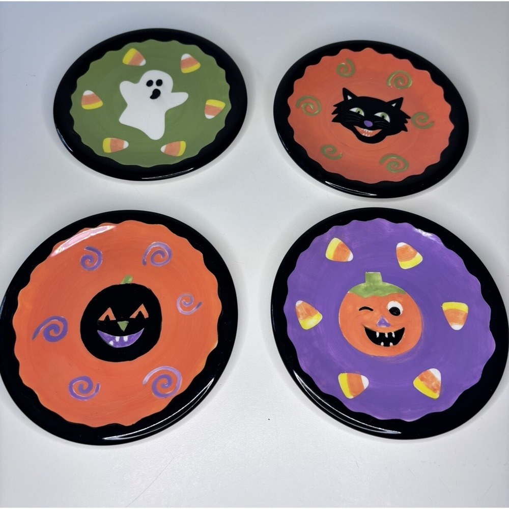 👻TAG LTD. HALLOWEEN SET OF 4 ROUND‎ 5.5" APPETIZER PLATES
